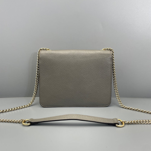 Gucci Small Interlocking G Shoulder Bag Grained Calfskin Grey Gucci Small Interlocking G Shoulder Bag Grained Calfskin Grey