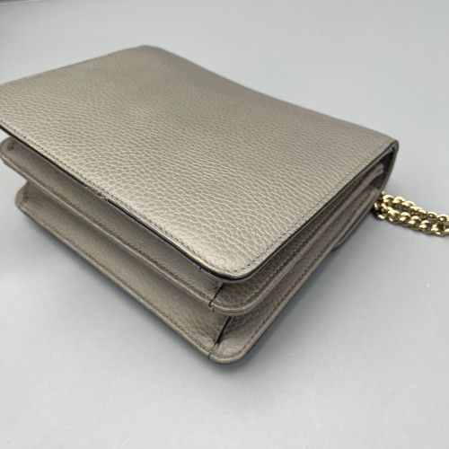 Gucci Small Interlocking G Shoulder Bag Grained Calfskin Grey Gucci Small Interlocking G Shoulder Bag Grained Calfskin Grey