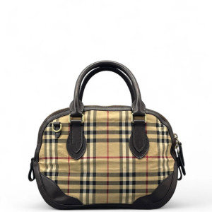 Burberry Dome Haymarket Check Calfskin Beige Brown Black