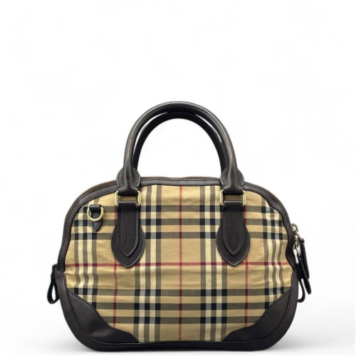 Burberry Dome Haymarket Check Calfskin Beige Brown Black