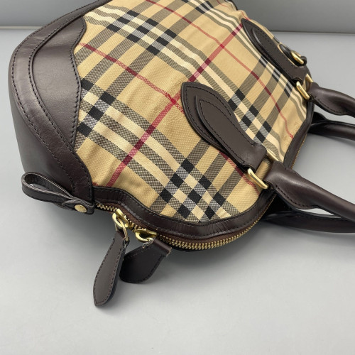Burberry Dome Haymarket Check Calfskin Beige Brown Black