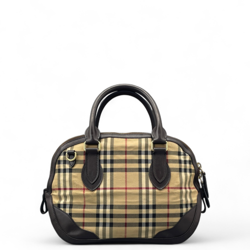 Burberry Dome Haymarket Check Calfskin Beige Brown Black