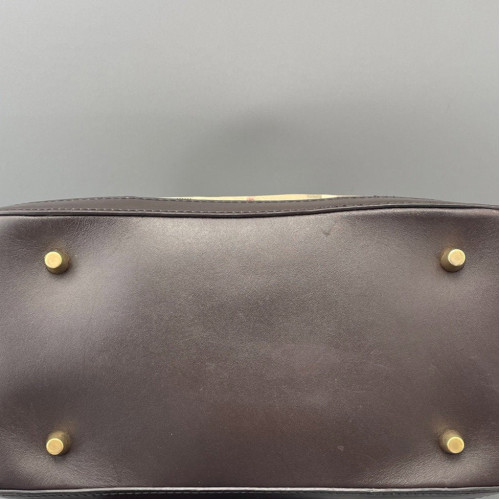 Burberry Dome Haymarket Check Calfskin Beige Brown Black