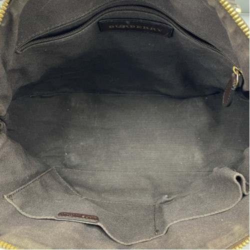 Burberry Dome Haymarket Check Calfskin Beige Brown Black