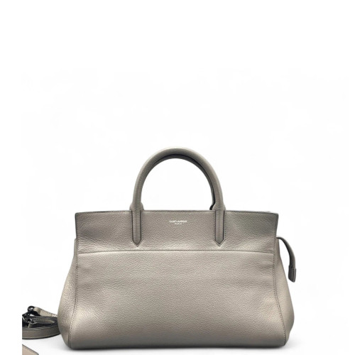 Yves Saint Laurent Medium Loulou Crossbody Bag Grained Calfskin Grey