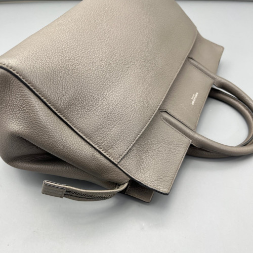 Yves Saint Laurent Medium Loulou Crossbody Bag Grained Calfskin Grey