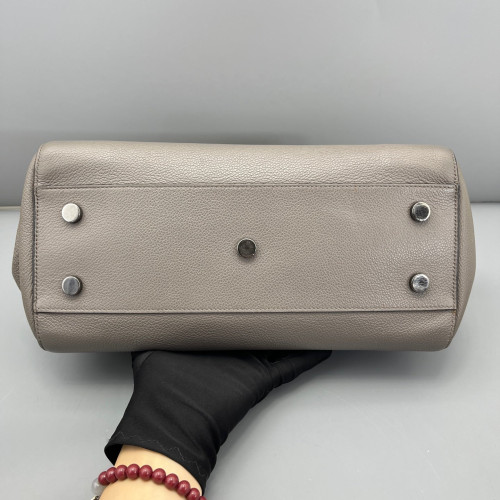Yves Saint Laurent Medium Loulou Crossbody Bag Grained Calfskin Grey