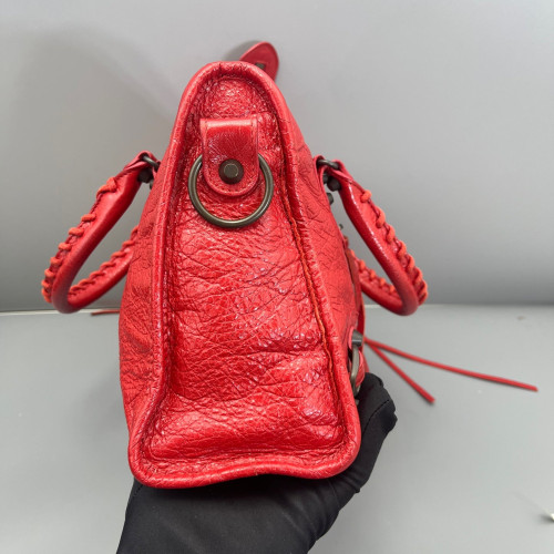 Balenciaga Small City Arena Lambskin Red