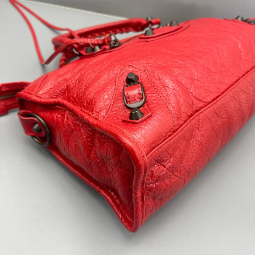 Balenciaga Small City Arena Lambskin Red
