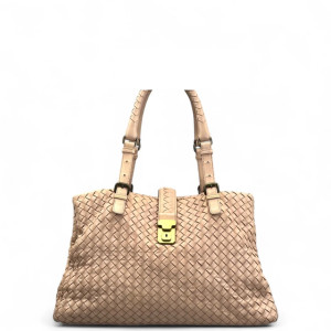 Bottega Veneta Large Roma Tote Bag Lambskin Intrecciato Nappa Nude Pink