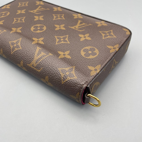 Louis Vuitton Pochette Felicie Chain Wallet Monogram Brown Red