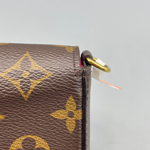 Louis Vuitton Pochette Felicie Chain Wallet Monogram Brown Red