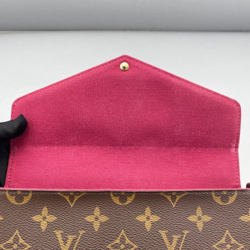 Louis Vuitton Pochette Felicie Chain Wallet Monogram Brown Red