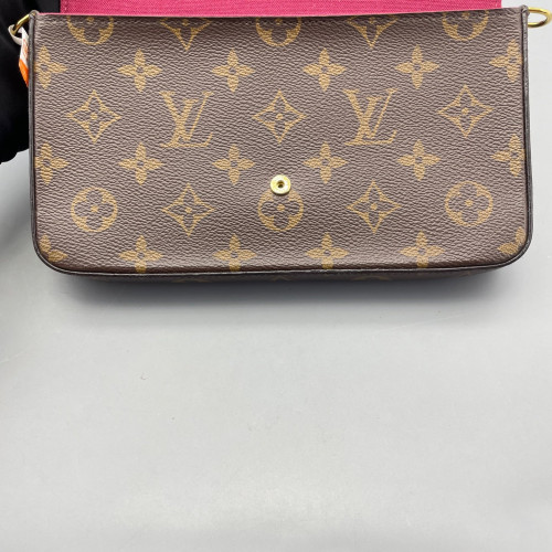 Louis Vuitton Pochette Felicie Chain Wallet Monogram Brown Red
