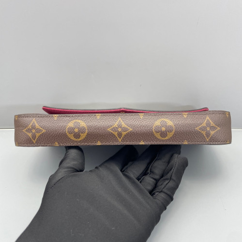 Louis Vuitton Pochette Felicie Chain Wallet Monogram Brown Red