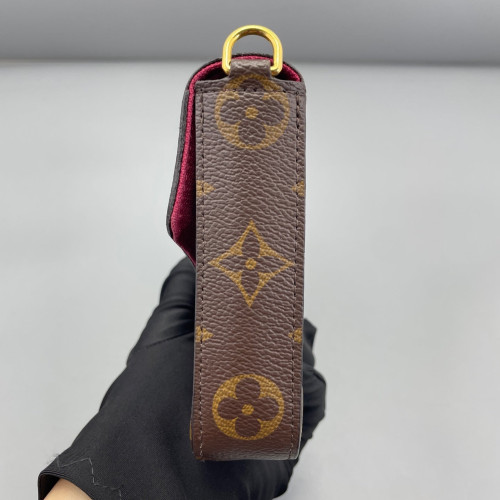 Louis Vuitton Pochette Felicie Chain Wallet Monogram Brown Red