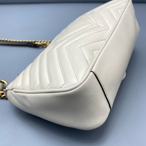 Gucci Chevron Small GG Marmont Calfskin White