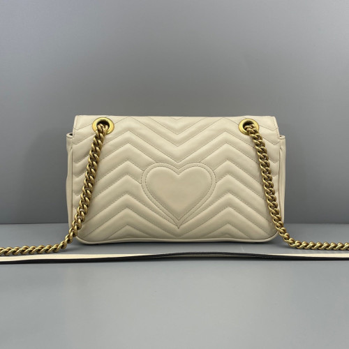 Gucci Chevron Small GG Marmont Calfskin White