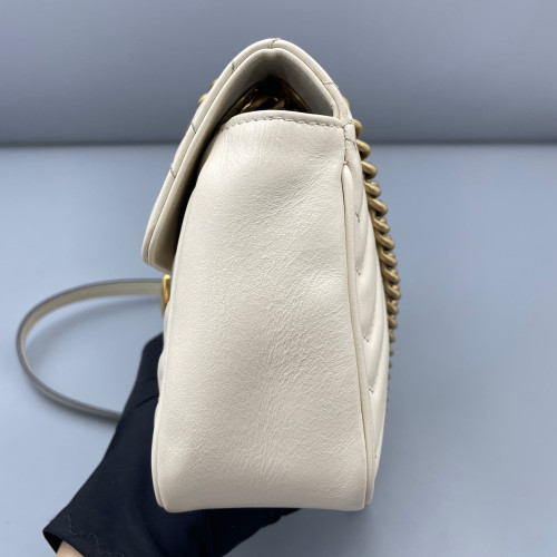 Gucci Chevron Small GG Marmont Calfskin White