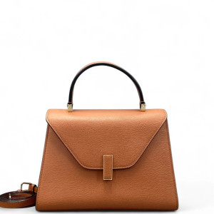Valextra Two-Way Bag Grained Calfskin Tan