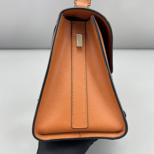 Valextra Two-Way Bag Grained Calfskin Tan