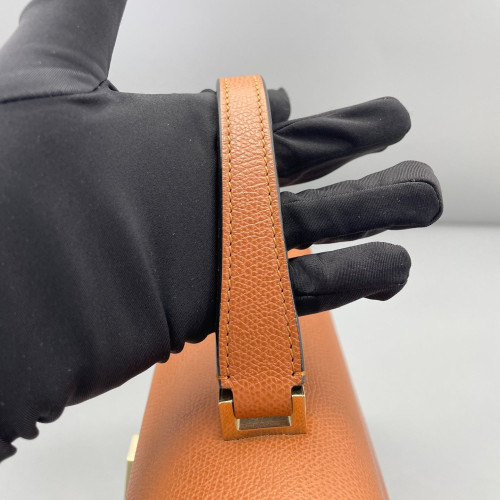 Valextra Two-Way Bag Grained Calfskin Tan