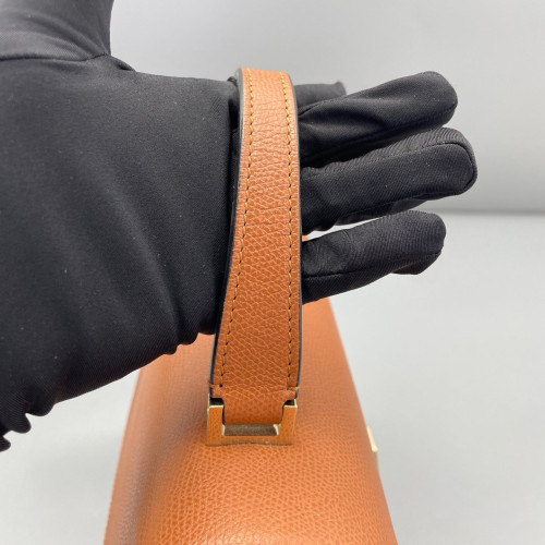 Valextra Two-Way Bag Grained Calfskin Tan