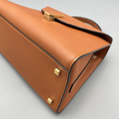 Valextra Two-Way Bag Grained Calfskin Tan