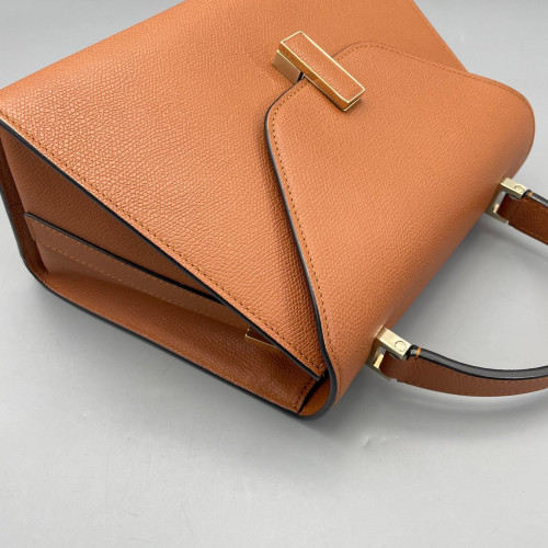 Valextra Two-Way Bag Grained Calfskin Tan