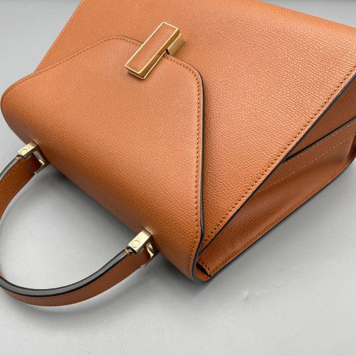 Valextra Two-Way Bag Grained Calfskin Tan