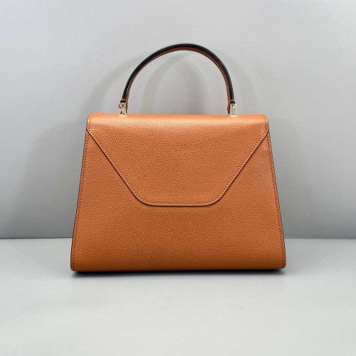 Valextra Two-Way Bag Grained Calfskin Tan