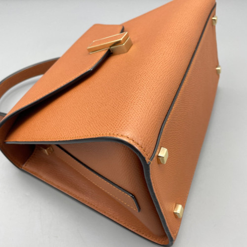 Valextra Two-Way Bag Grained Calfskin Tan