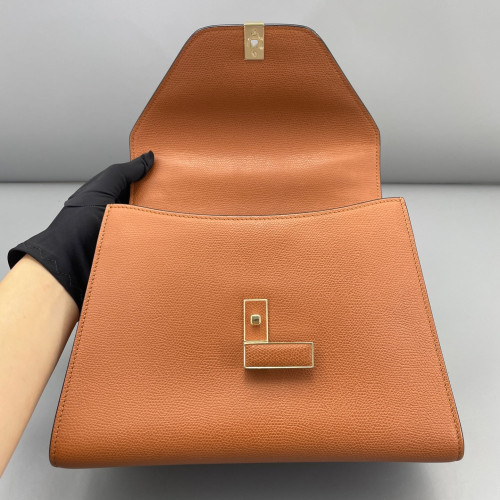 Valextra Two-Way Bag Grained Calfskin Tan