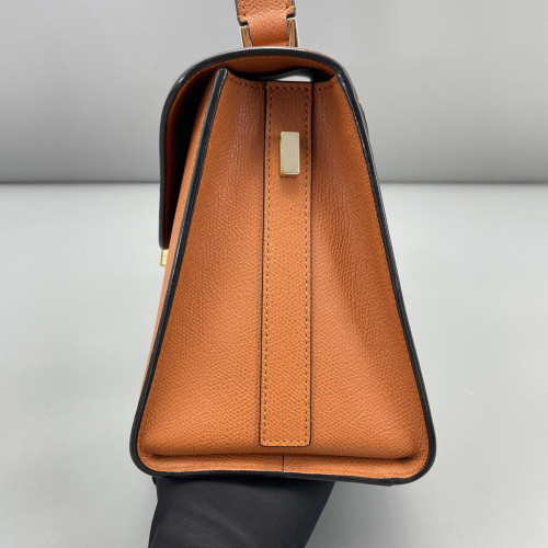 Valextra Two-Way Bag Grained Calfskin Tan