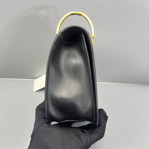 Prada Saddle Bag Calfskin Black Red