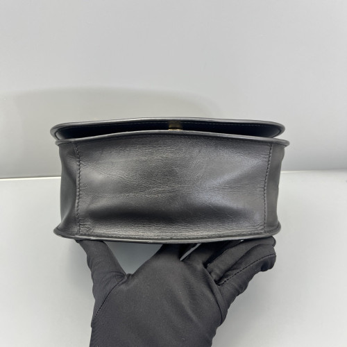 Prada Saddle Bag Calfskin Black Red