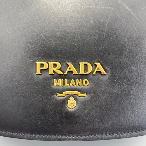 Prada Saddle Bag Calfskin Black Red