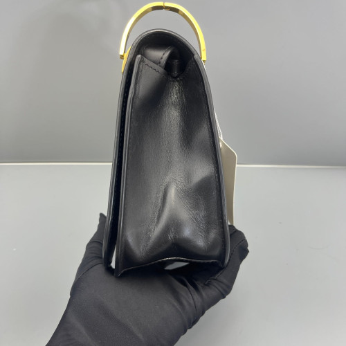 Prada Saddle Bag Calfskin Black Red