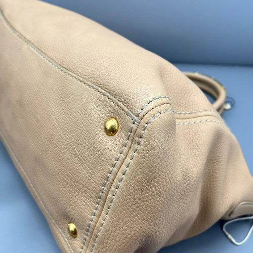 Prada Tote Bag Grained Calfskin Natural Tan