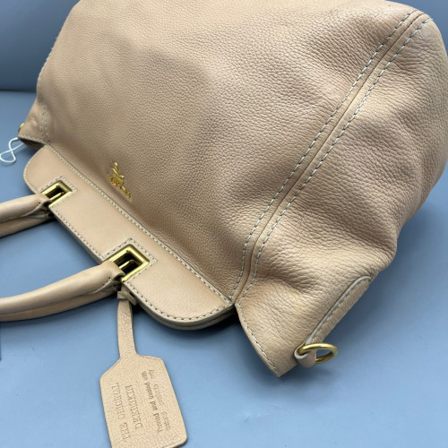 Prada Tote Bag Grained Calfskin Natural Tan