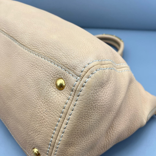 Prada Tote Bag Grained Calfskin Natural Tan