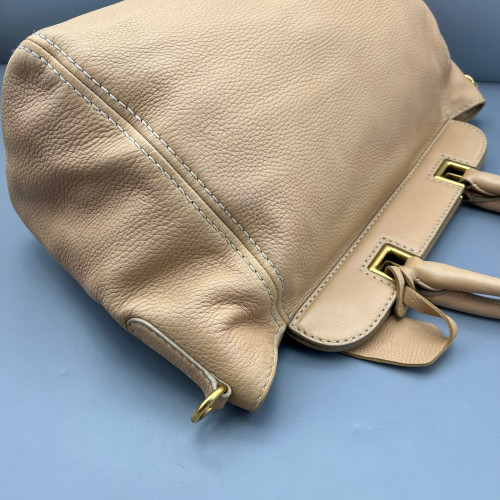 Prada Tote Bag Grained Calfskin Natural Tan