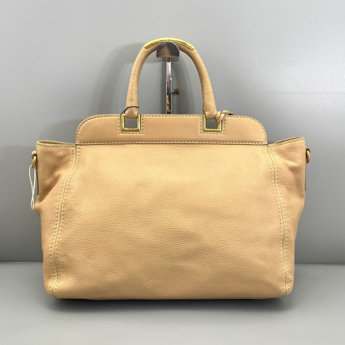 Prada Tote Bag Grained Calfskin Natural Tan