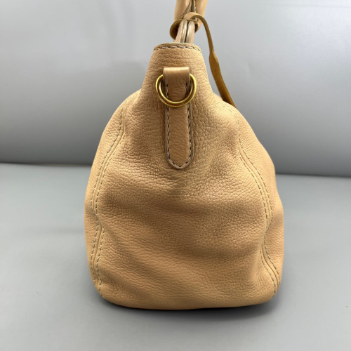 Prada Tote Bag Grained Calfskin Natural Tan