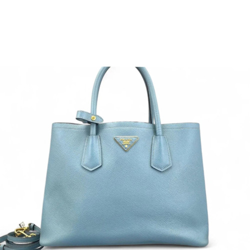 Prada Medium Double Bag Saffiano Calfskin Light Blue