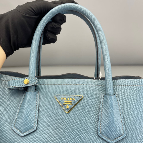 Prada Medium Double Bag Saffiano Calfskin Light Blue