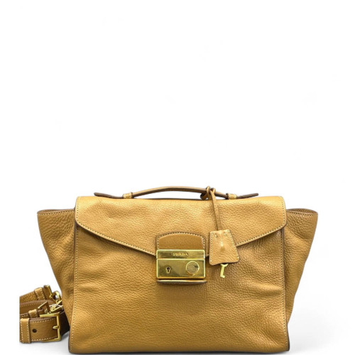 Prada Tote Bag Grained Calfskin Tan