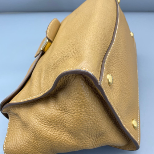 Prada Tote Bag Grained Calfskin Tan