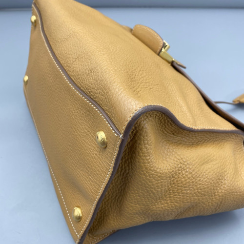 Prada Tote Bag Grained Calfskin Tan