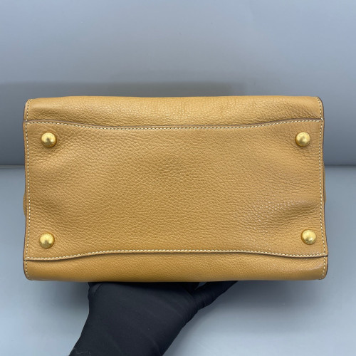 Prada Tote Bag Grained Calfskin Tan